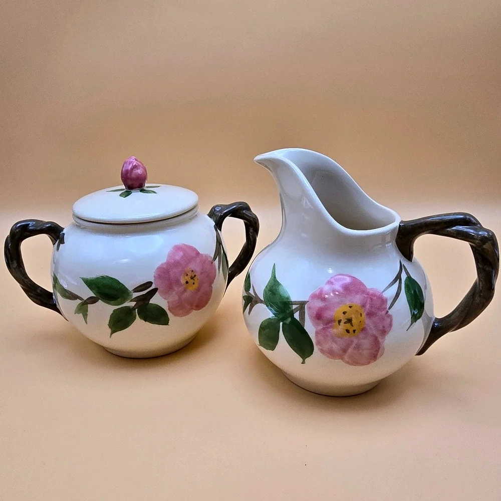 Franciscan Desert Rose Cream and Sugar Set Vintage Made in England Earthenware
